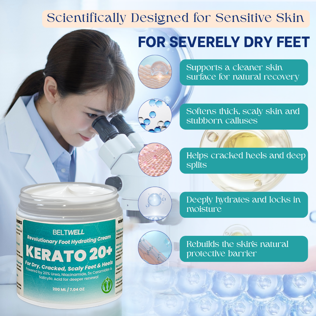 Kerato20+ Urea 20% Intense Foot Hydrating Cream For Dry, & Cracked Feet, Non-Greasy