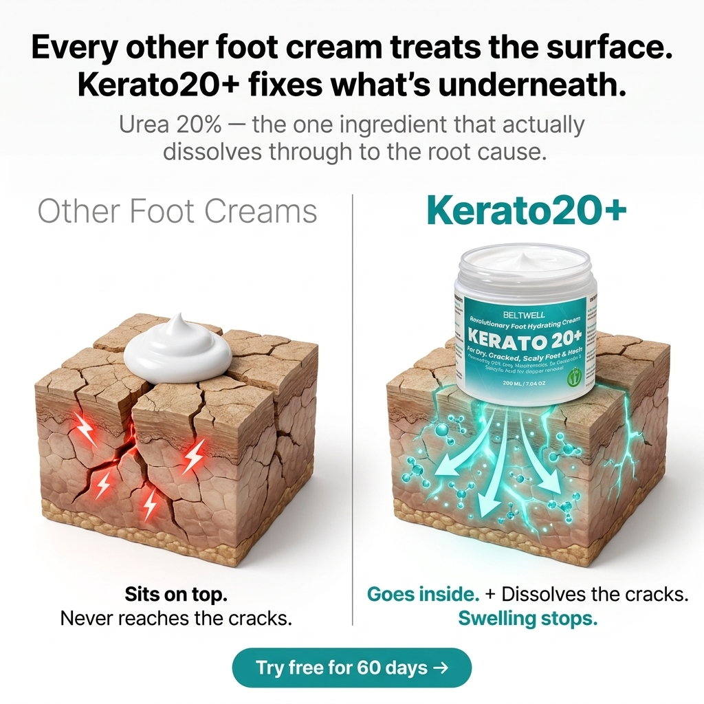 Urea 20% Intense Foot Hydrating Cream For Dry, & Cracked Feet, Non-Greasy