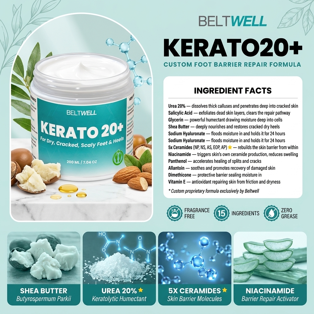 Urea 20% Intense Foot Hydrating Cream For Dry, & Cracked Feet, Non-Greasy