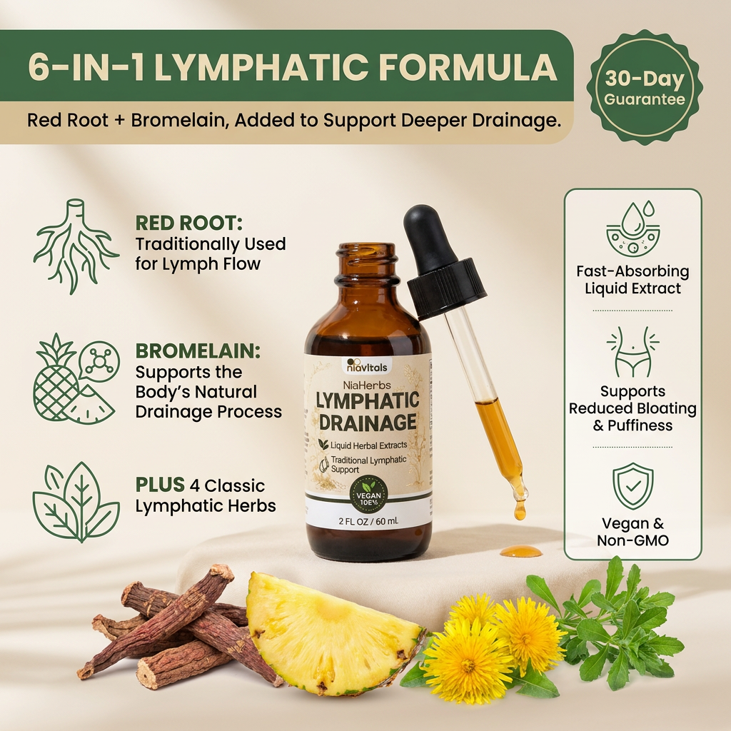 NiaHerbs Red Root & Bromelain Lymphatic Drainage Drops